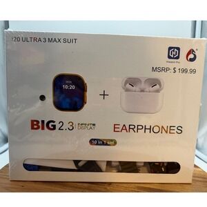 i20 Ultra 3 Max Suit Smart Watch 49mm Infinite Display and Earphones 10 in 1 Set
